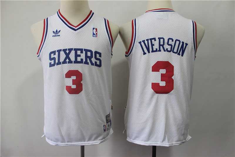 Youth 76ers 3 Allen Iverson White Hardwood Classics Throwback Jersey,We sell and wholesale Youth 76ers 3 Allen Iverson White Hardwood Classics Throwback Jersey on line form chian!